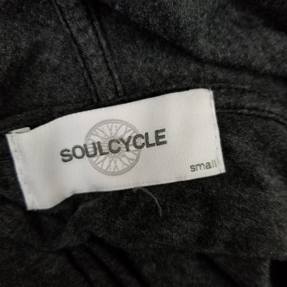 Soulcycle dark gray copper letter cowl neck lightweight hoodie womens size Small - Picture 8 of 9